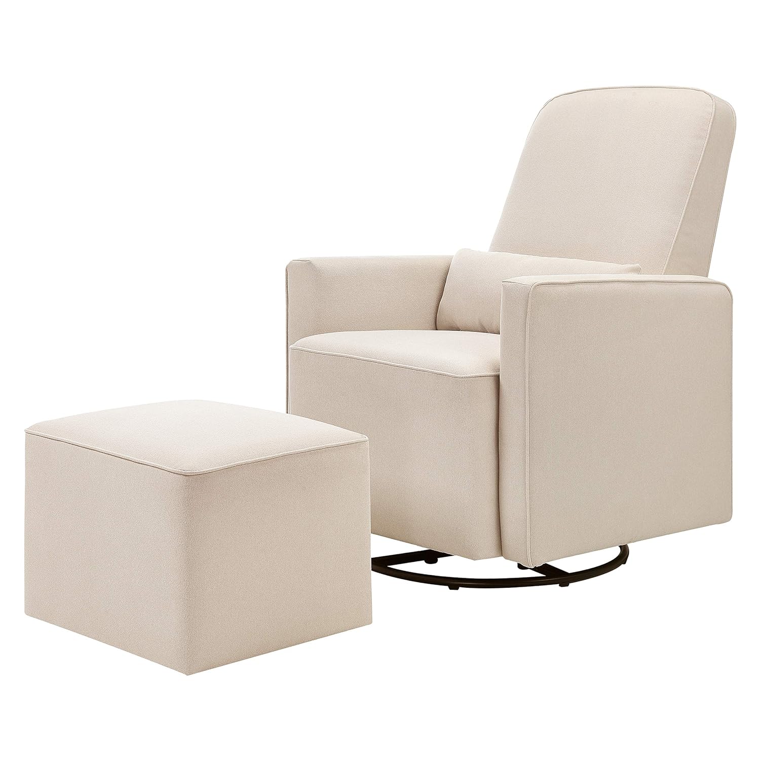 DaVinci Olive Upholstered Swivel Glider with Bonus Ottoman in Polyester Cream, Greenguard Gold & CertiPUR-US Certified : Baby