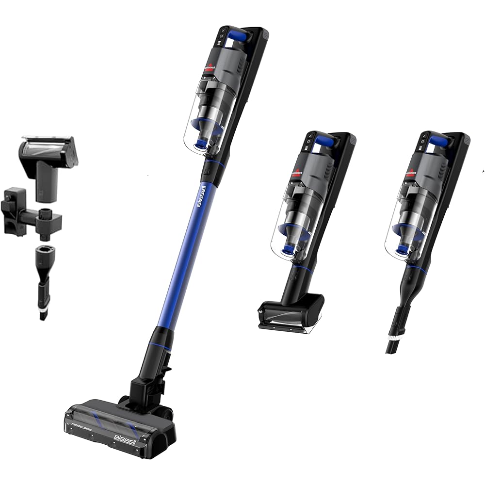 Bissell PowerClean FurFinder 200W Self-Standing Cordless Vacuum w/Tangle Free Brush Roll, Strong Suction, Removeable Battery, Wall Mount, Upholstery Tool & Bright Headlights