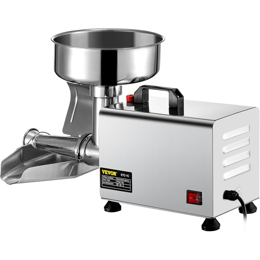 VBENLEM 110V Electric Tomato Strainer 370W Commercial Grade Tomato Milling Machine Stainless Steel Tomato Press and Strainer 90-160 Kg/H Pure Copper Motor Food Strainer and Sauce Maker: Home & Kitchen