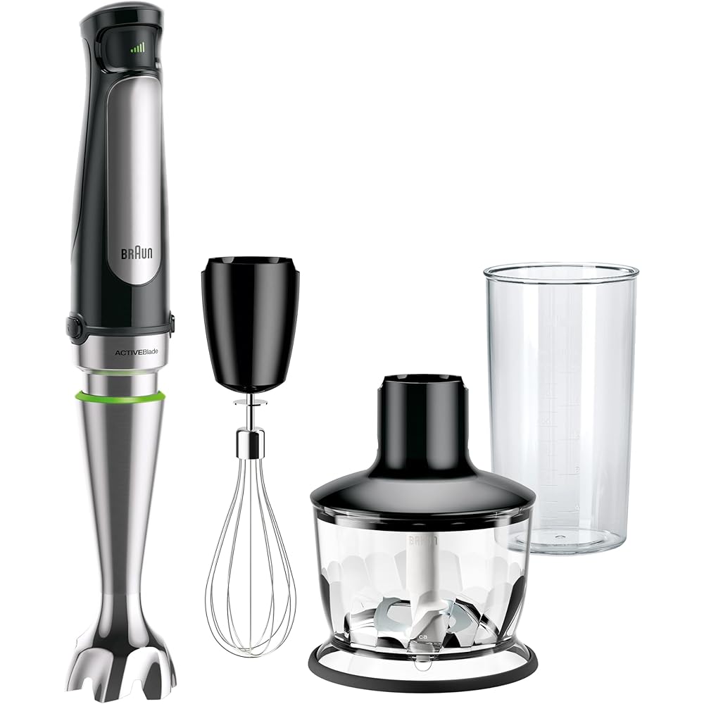 Braun MultiQuick 7 3-in-1 Immersion Blender with Food Processor – Powerful Handheld Electric Stick Blender - Emulsifier for Chopping, Beating & Whisking - Ideal for Soup, Puree, Smoothies & More: Home & Kitchen