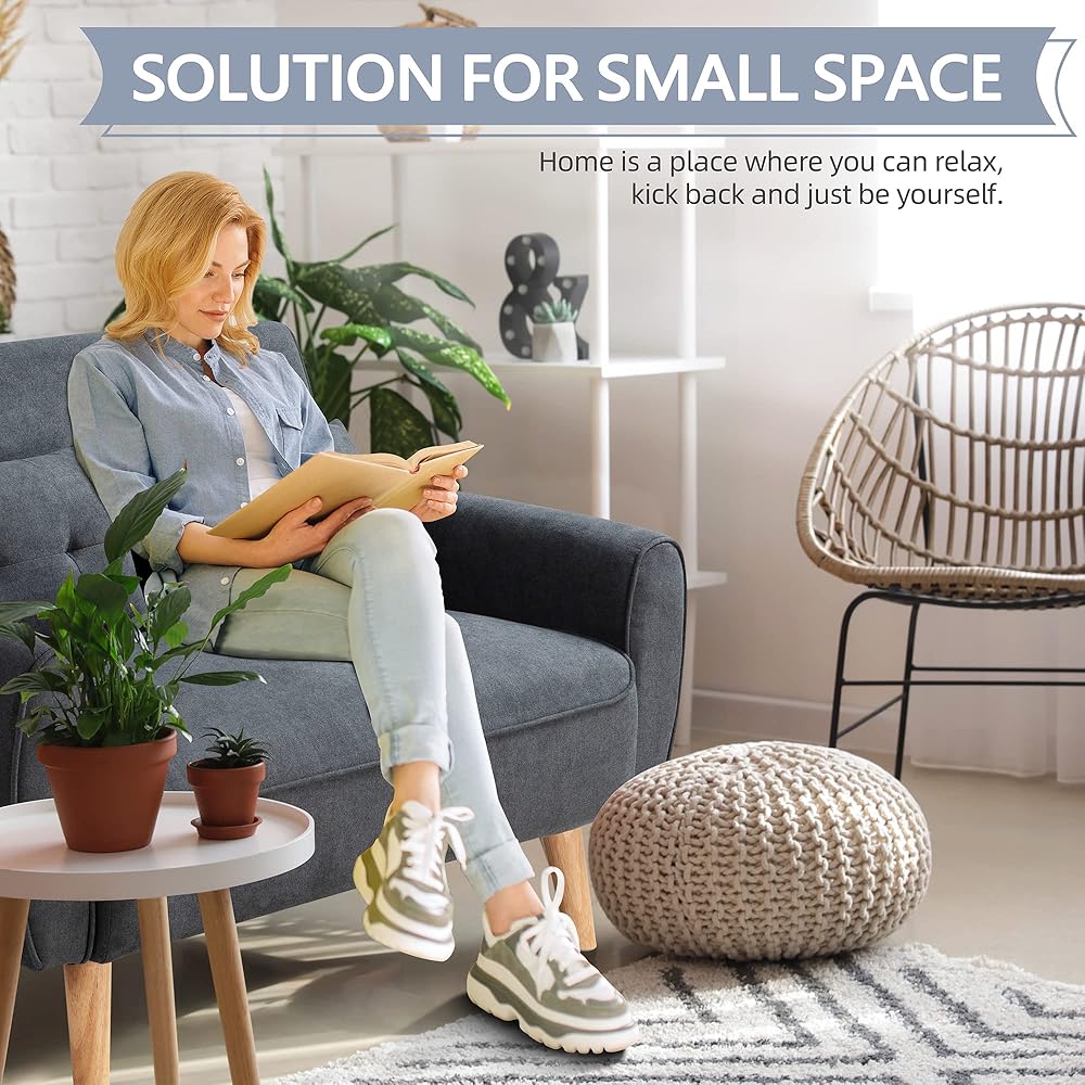 Shintenchi Small Modern Loveseat Couch Sofa, Mid Century Fabric Upholstered 2-Seat Sofa Couch Love Seats Furniture for Small Space, Dark Grey : Home & Kitchen