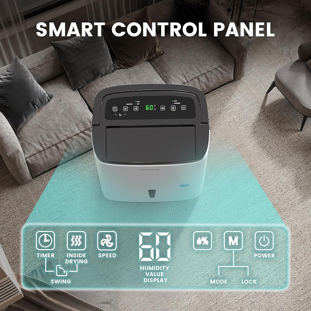 - Kesnos 80 Pints Energy Star Dehumidifier for Home & Basement with Drain Hose, Ideal for Large Spaces up to 5,000 Sq. Ft., Featuring Auto Defrost & Self-Drying Function