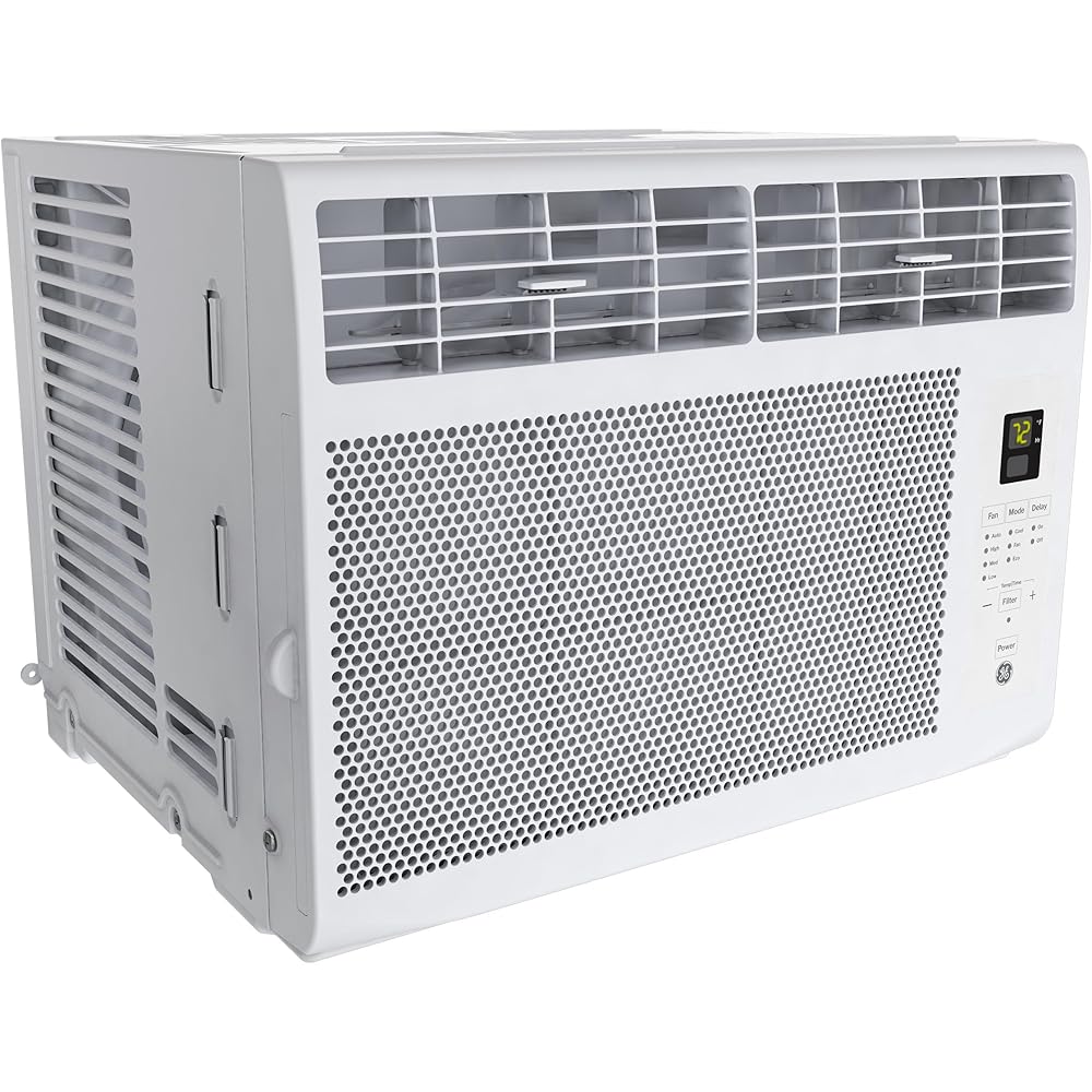 GE Window Air Conditioner Unit, 6,000 BTU for Small Rooms up to 250 sq ft. with Adjustable Fan and Cooling Settings, Perfect for Small Bedroom or Living Room, Easy Install Kit Included, White : Home & Kitchen