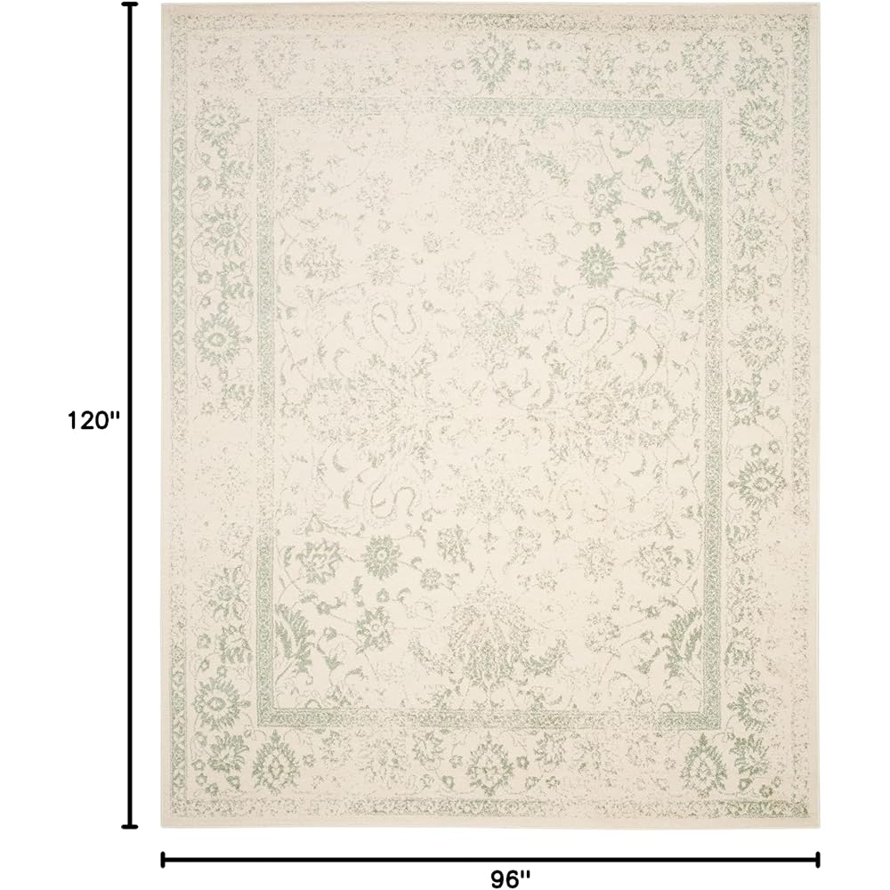 SAFAVIEH Area Rug 8x10 - Adirondack Collection - Large - Ivory & Sage, Vintage Distressed Design, Non-Shedding & Easy Cleaning, Ideal for Living Room, Bedroom, Office, Dining Space (ADR109V) : Home & Kitchen