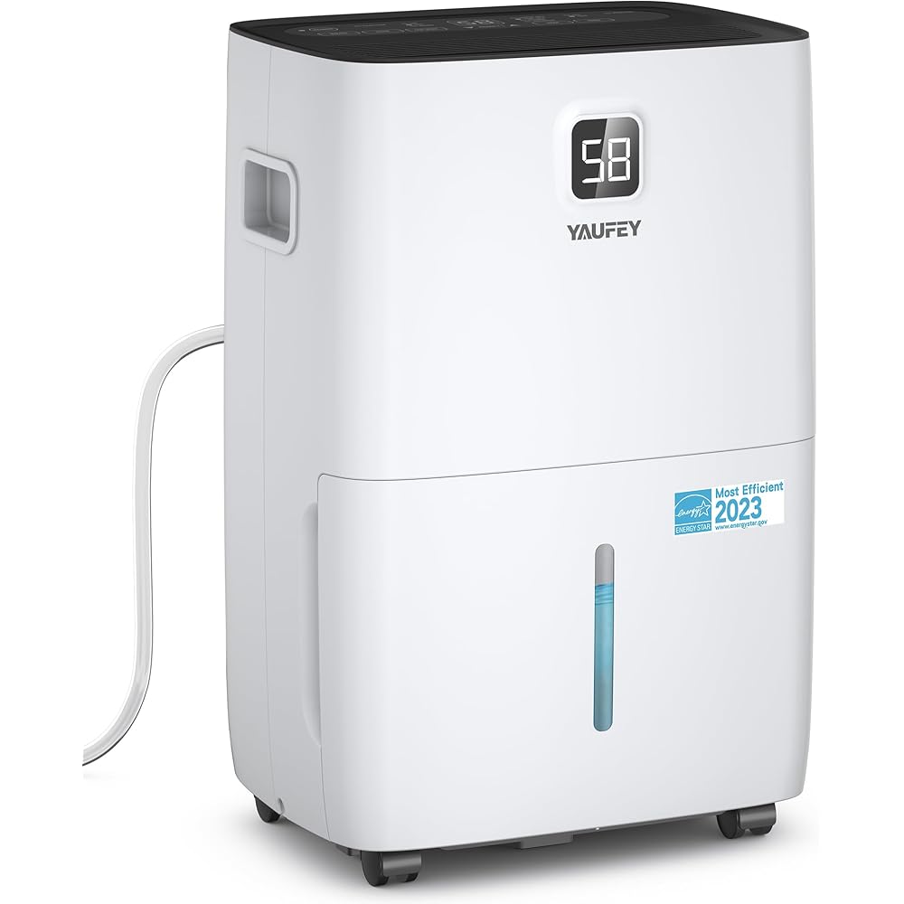 - Yaufey 80 Pints Energy Star Dehumidifier for Home, Basement and Large Room up to 5000 Sq. Ft., with Drain Hose, Timer, Intelligent Humidity Control and Large Water Tank