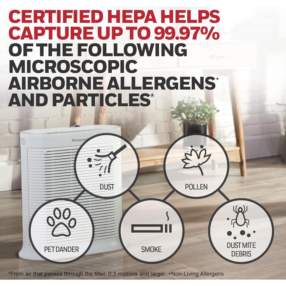 Honeywell AllergenPlus HEPA Air Purifier, Airborne Allergen Reducer for Extra Large Rooms, Reduces Allergens, Smoke, Wildfire Smoke, Pollen, Pet Dander and More, White, HPA304 : Home & Kitchen