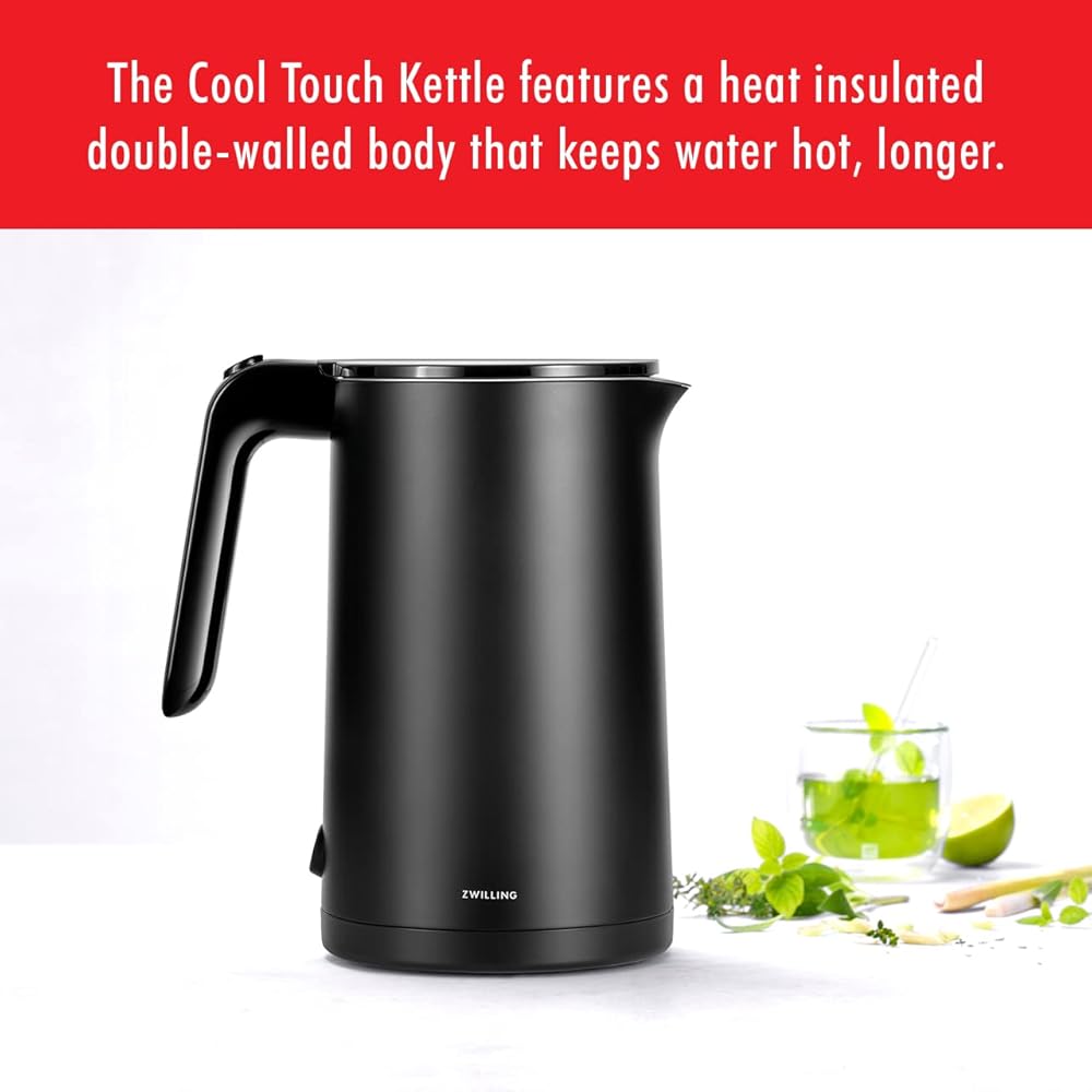 ZWILLING Enfinigy Cool Touch 1.5-Liter Electric Kettle, Cordless Tea Kettle & Hot Water, Black: Home & Kitchen