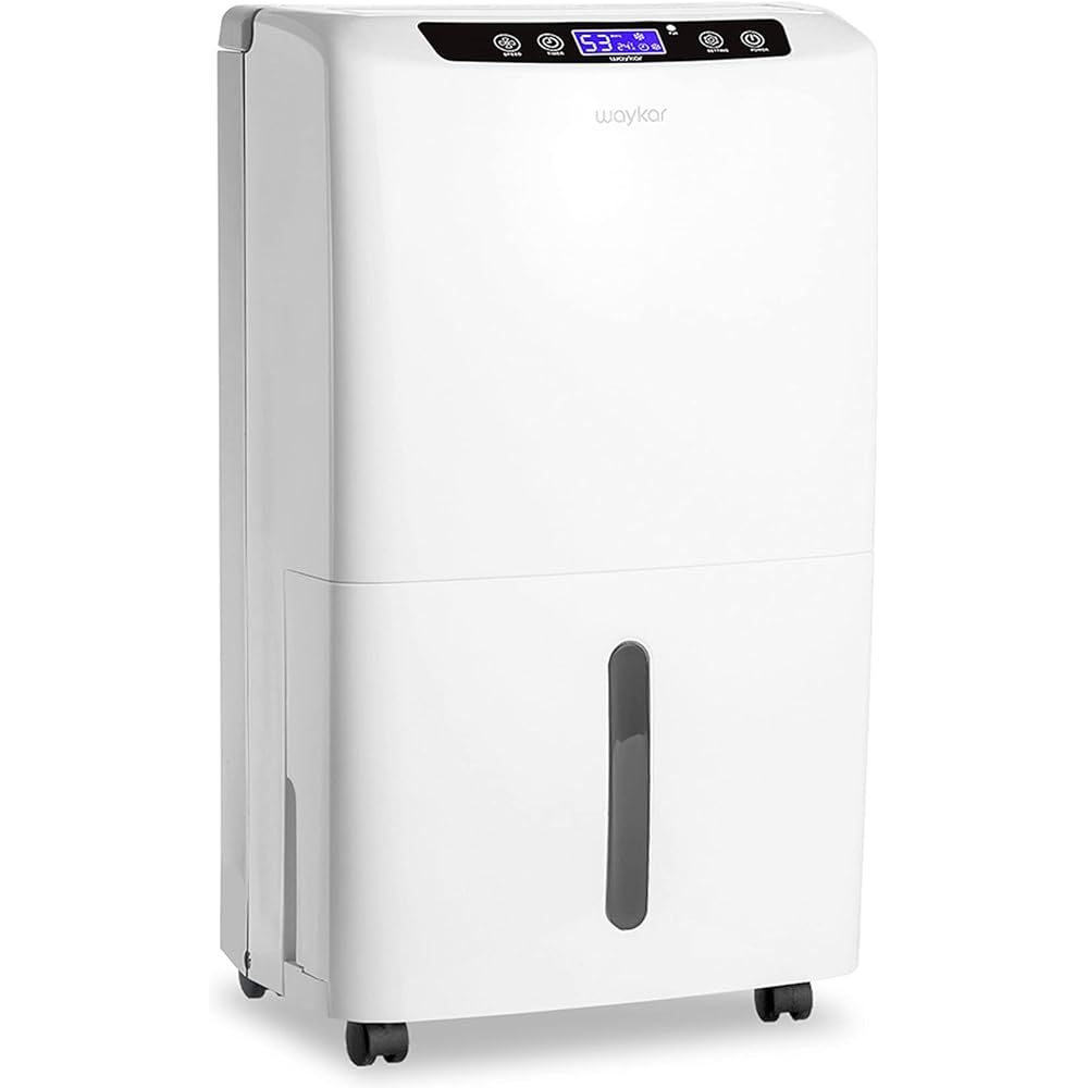 - Waykar 2000 Sq. Ft Dehumidifier for Home and Basements, with Auto or Manual Drainage, 0.66 Gallon Water Tank Capacity