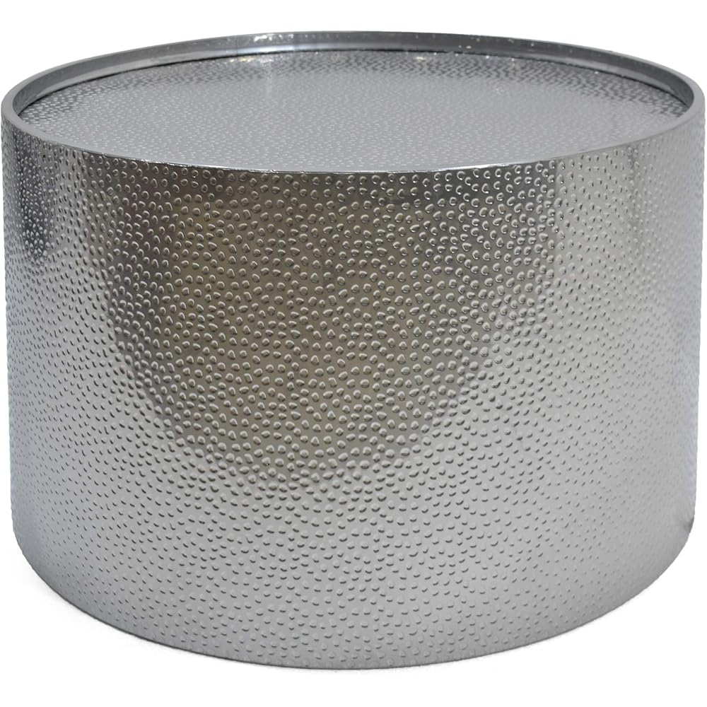 Christopher Knight Home Rache Modern Round Coffee Table with Hammered Iron, Silver, 26. 00” L x 26. 00” W x 17. 25” H : Home & Kitchen