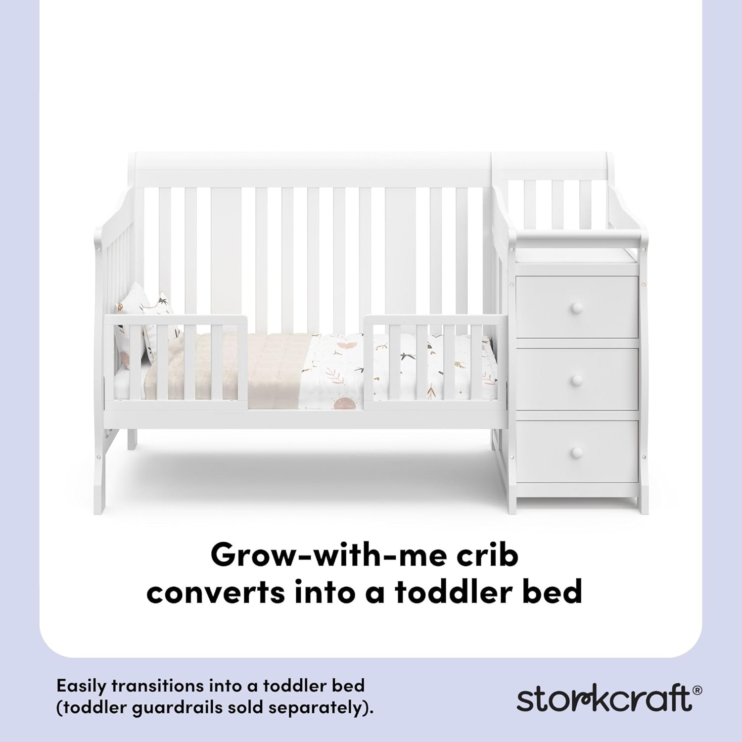Storkcraft Portofino All-in-One Convertible Crib & Changer (White) – GREENGUARD Gold Certified, Fits Standard Crib Mattress, Converts to Toddler Bed and Full Bed, 4 Adjustable Mattress Heights : Baby
