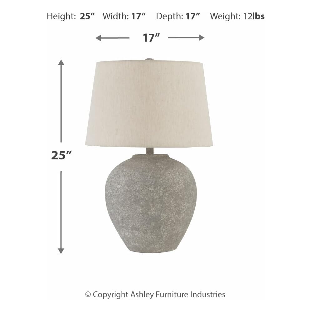 Signature Design by Ashley Dreward Casual 25 Inch Paper Table Lamp, Smoky Brown Finish -