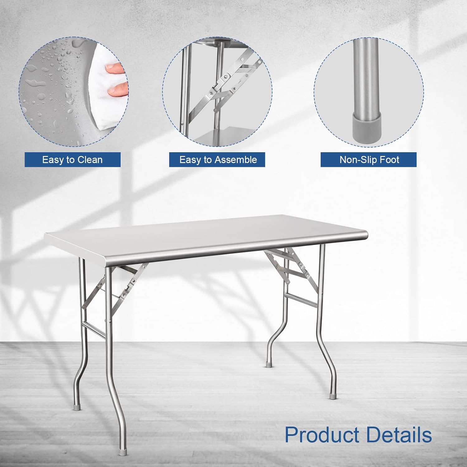 : HARDURA Folding Stainless Steel Table 24X48 Inches with Legs NSF Commercial Portable Folding Prep Table for Restaurant Kitchen Home and Hotel : Industrial & Scientific