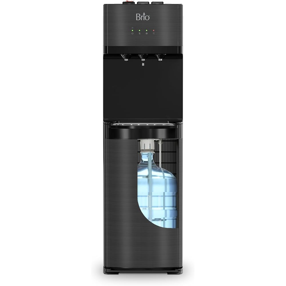 Brio Self Cleaning Bottom Loading Water Cooler Water Dispenser – Black Stainless Steel - 3 Temperature Settings - Hot, Room & Cold Water : Home & Kitchen