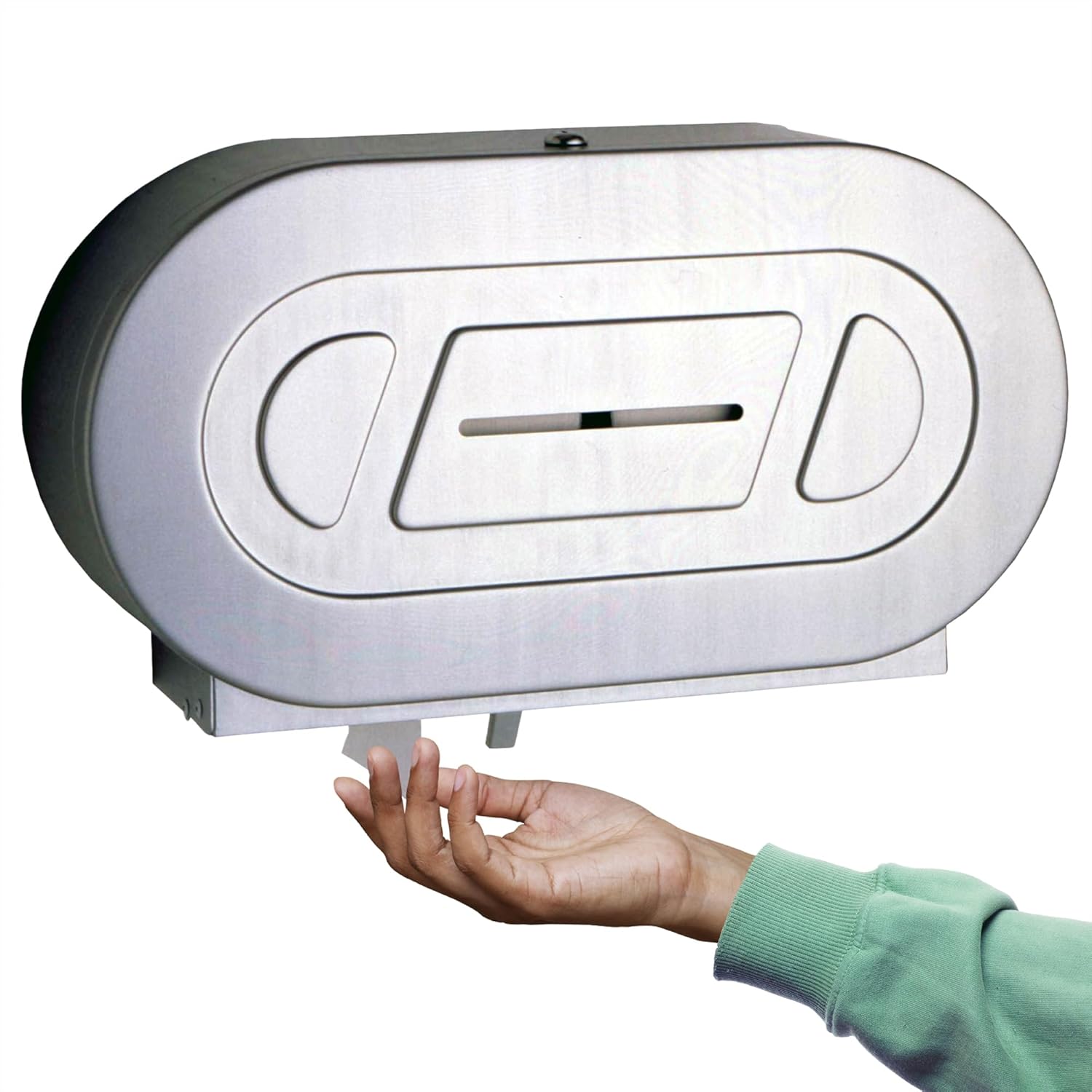 Bobrick B-2892 Surface-Mounted Twin Jumbo-Roll Toilet Paper Dispenser, Double Roll Toilet Paper Holder: Tissue Holders: Industrial & Scientific