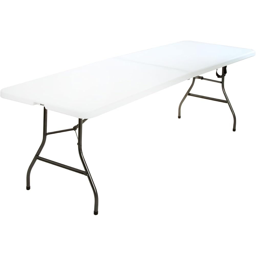 COSCO Fold-in-Half Banquet Table w/Handle, 8ft, White
