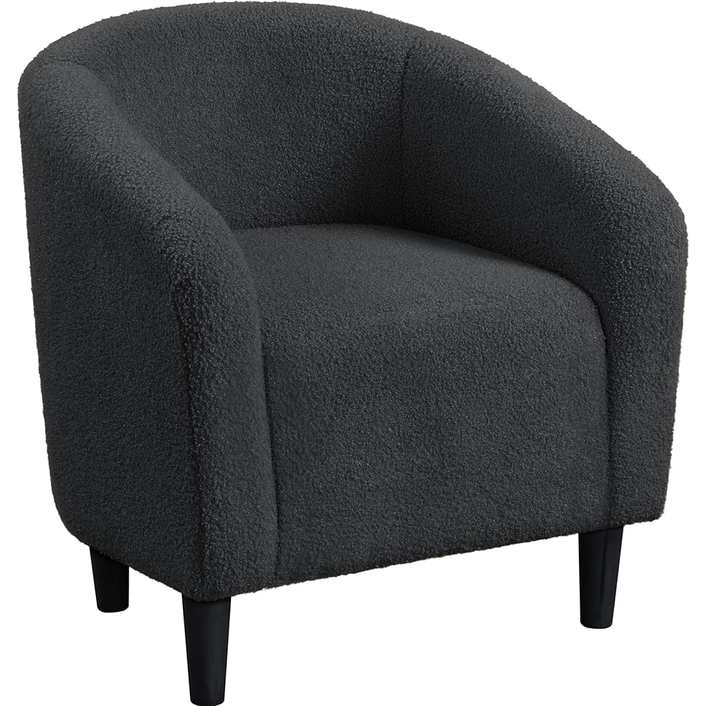 Yaheetech Accent Barrel Chair, Boucle Fabric Club Chair, Furry Sherpa Elegant Armchair with Cozy Soft Padded, Suitable for Living Room Bedroom Reception Room Office, Dark Gray : Home & Kitchen
