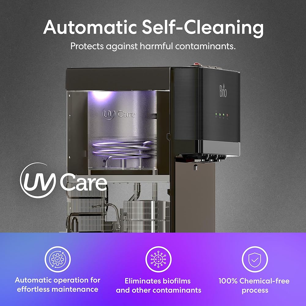Brio Self Cleaning Bottom Loading Water Cooler Water Dispenser – Black Stainless Steel - 3 Temperature Settings - Hot, Room & Cold Water : Home & Kitchen