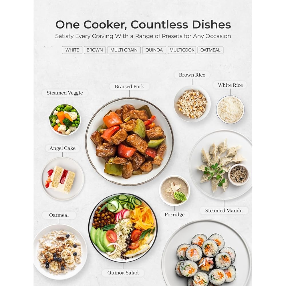 CUCKOO Rice Cooker 3 Cup Uncooked / 6 Cup Cooked, Modern Fuzzy Logic Rice Cooker Small with Delay Timer & Keep Warm Setting, Versatile Food Steamer for Cooking, Non-Stick Inner Pot, Gray (CR-0375FG): Home & Kitchen