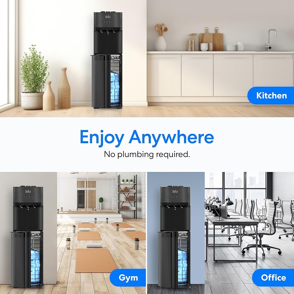Brio Self Cleaning Bottom Loading Water Cooler Water Dispenser – Black Stainless Steel - 3 Temperature Settings - Hot, Room & Cold Water : Home & Kitchen