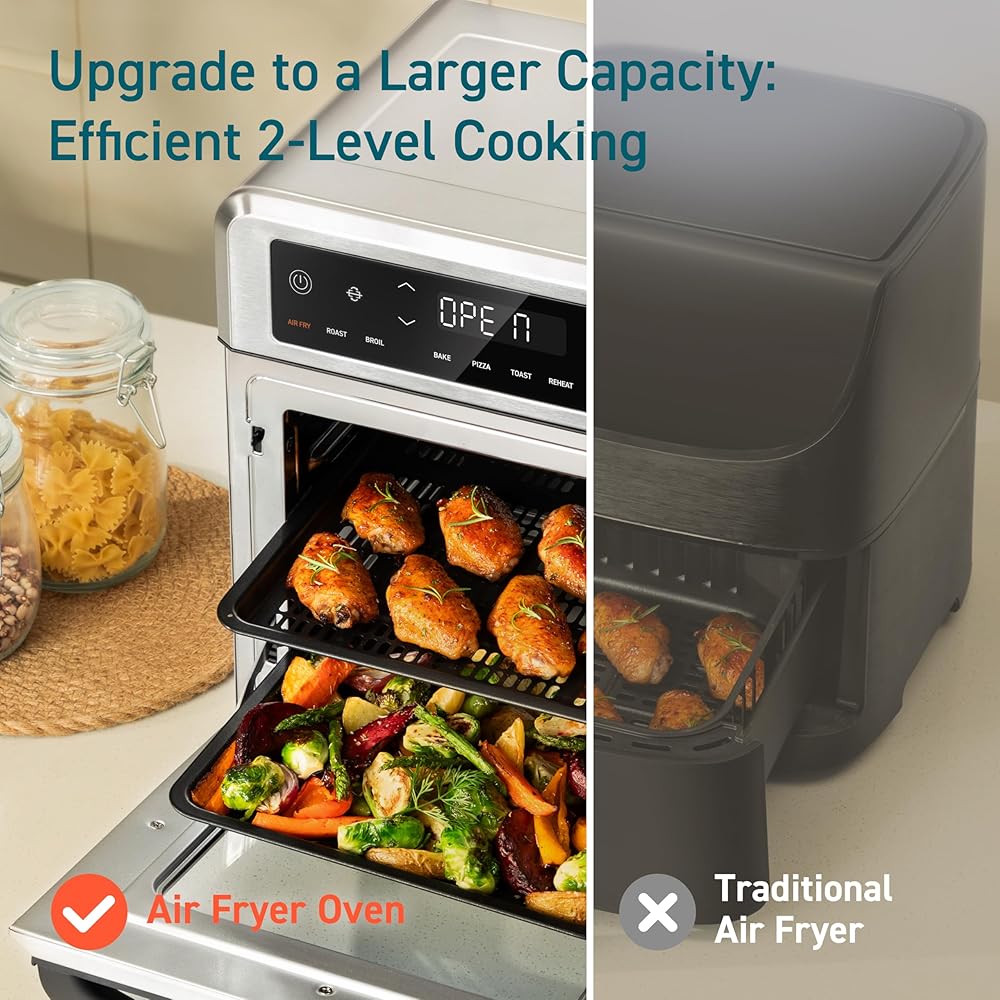 COSORI 11-in-1 Air Fryer Oven , 13Qt Small Footprint Airfryer combo with Rotisserie, Toast, Bake, Roast, Reheat Functions and more, Recipe Book & 6 Accessories Included, Perfect for Small Contertop: Home & Kitchen