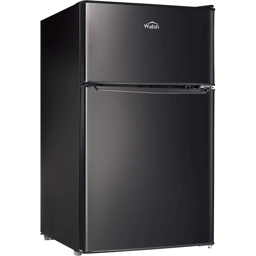 Walsh Compact Refrigerator, Dual Door Fridge, Adjustable Mechanical Thermostat with Freezer, Reversible Doors, 3.1 Cu.Ft, Black : Appliances