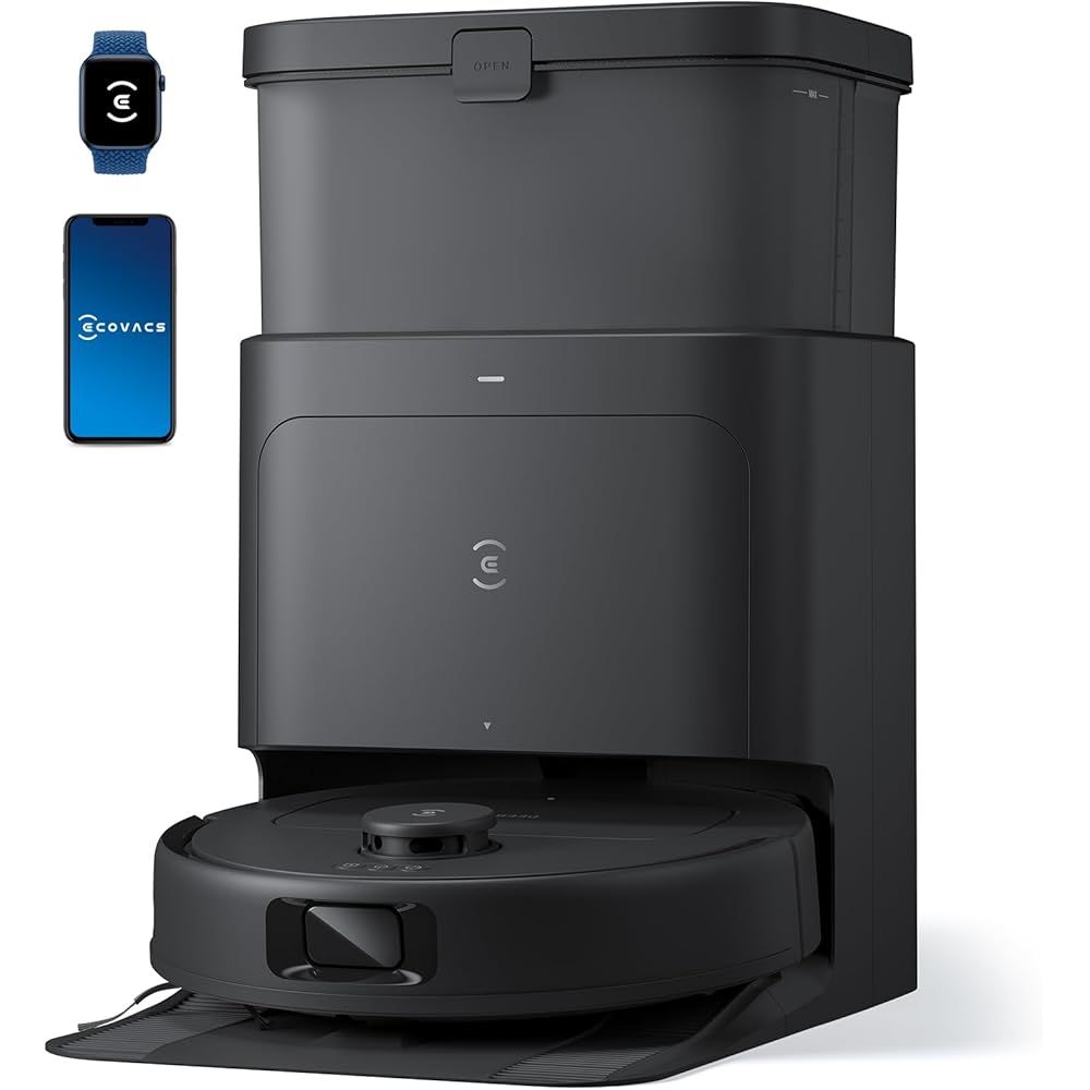 - ECOVACS DEEBOT N30 Omni Robot Vacuum and Mop, 10000Pa Suction, TruEdge Adaptive Edge Mopping, ZeroTangle 2.0 Technology, Hot Air-Drying, Self-Emptying, Auto-Lift Mopping, Obstacle Avoidance