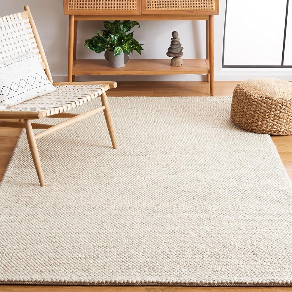 SAFAVIEH Area Rug 5x8 - Natura Collection - Beige & Ivory, Handmade Wool Blend, Textured Design, Ideal for Living Room, Bedroom, Dining Space (NAT425B) : Home & Kitchen