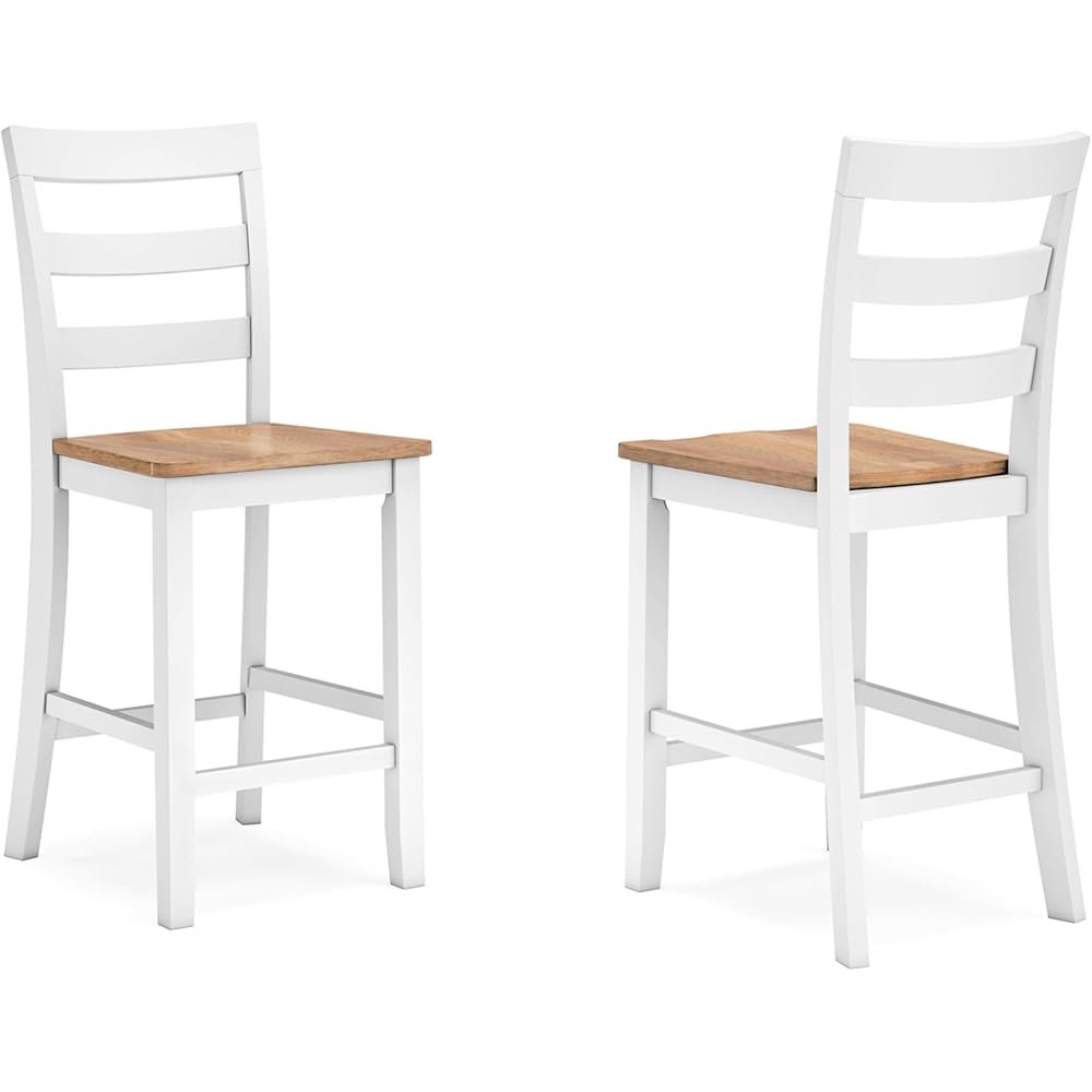Signature Design by Ashley Gesthaven Solid Wood Frame Counter Height Barstool, Set of 2, White/Natural : Home & Kitchen