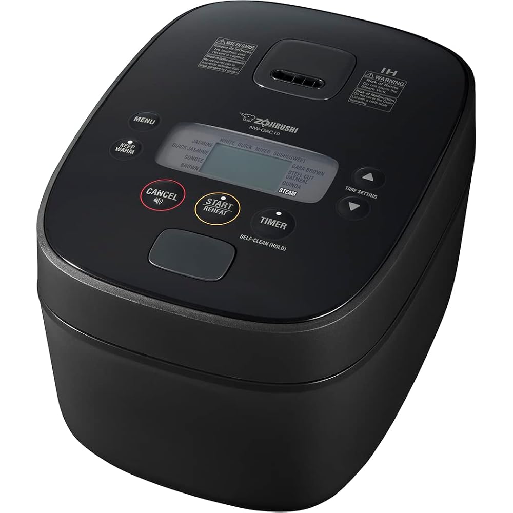 Zojirushi NW-QAC10 5.5-Cup Capacity Flat-Top Induction Cooker and Warmer with Custom Cooking Pan, Double Non-Stick Coating for Easy Clean-Up (Black): Home & Kitchen