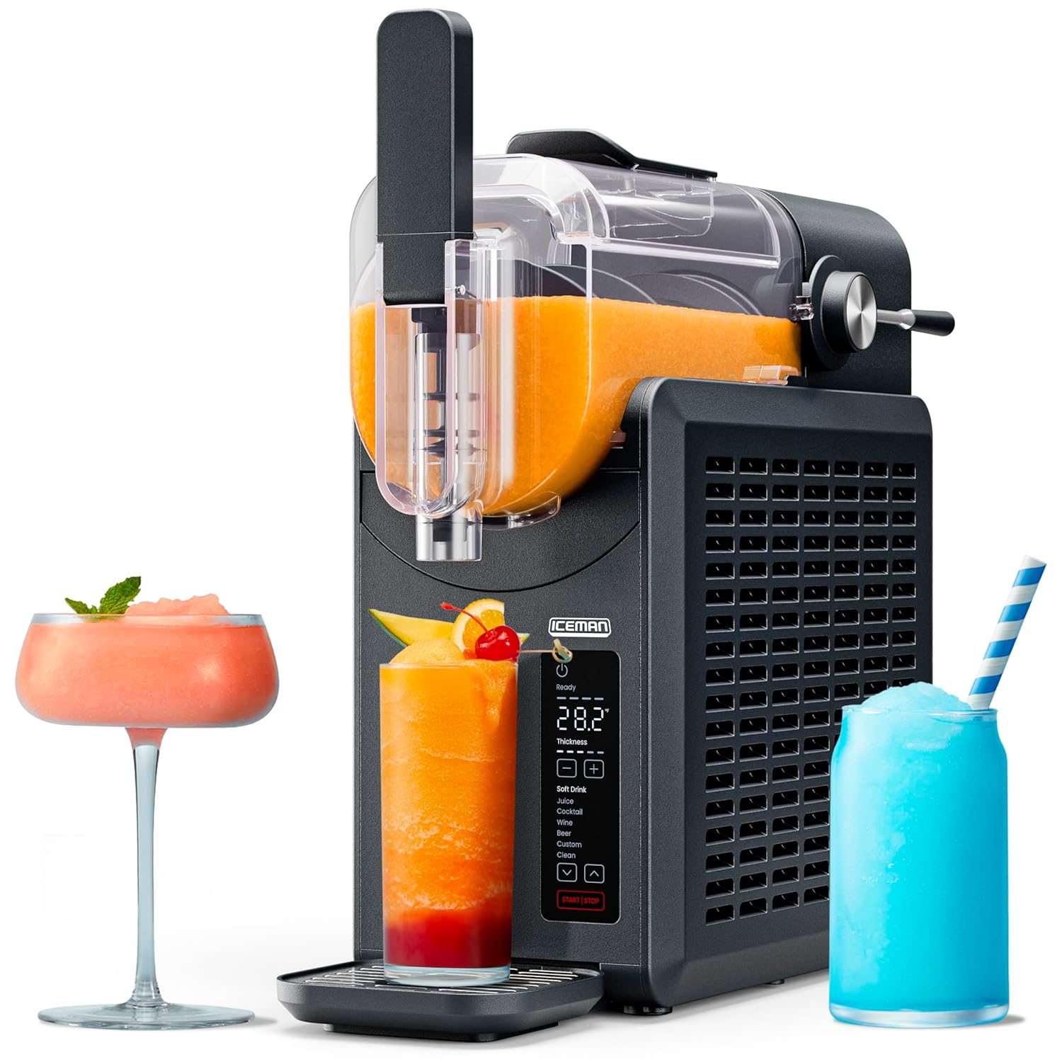 Iceman Slush-Ease Slushie Machine, Frozen Drink Maker & Slushy Machine with 5 Presets + Custom Option, Easy-Dispensing Lever for Frozen Margaritas, Frappes, and Slushies - Black : Industrial & Scientific