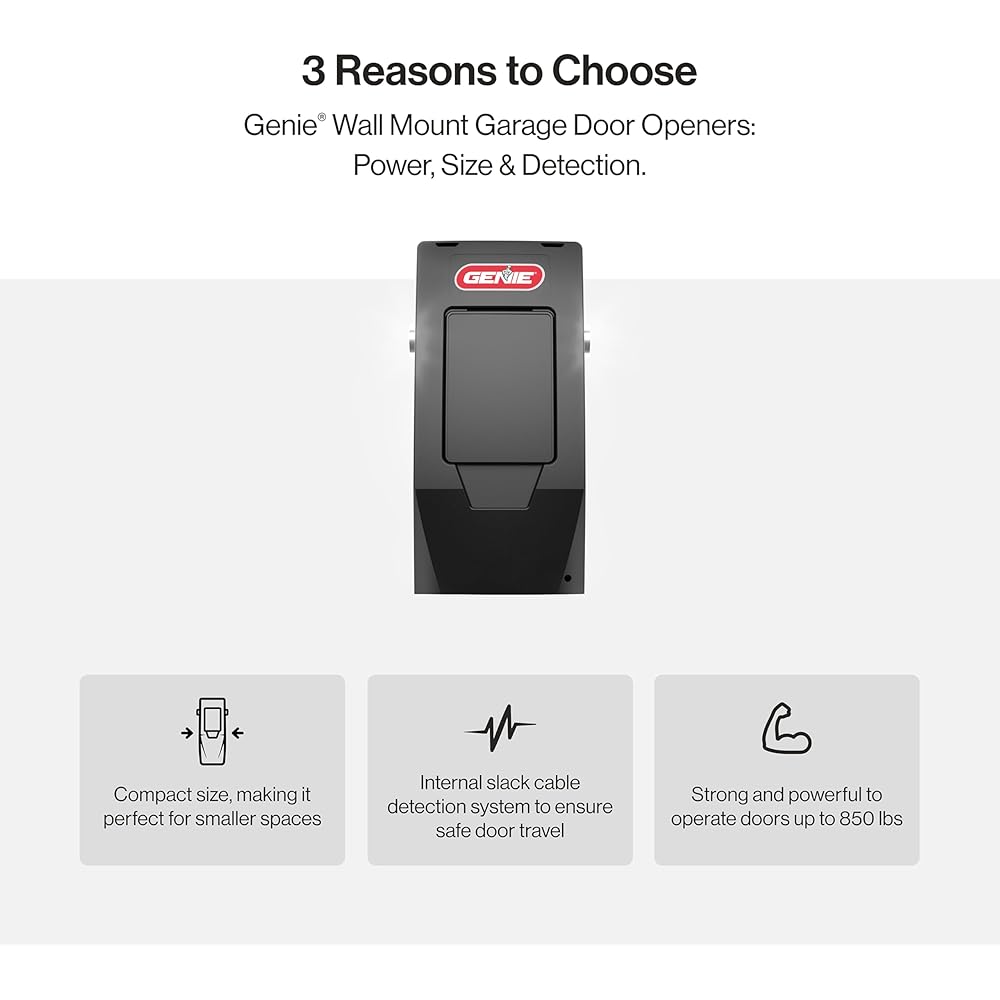 Genie 6072H-O Residential Wall Mounted Garage Door Opener, Black -