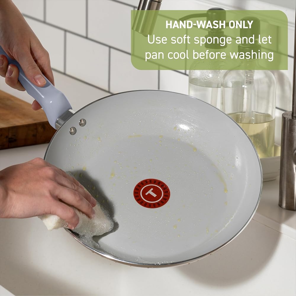 T-Fal Refresh Ceramic Pots and Pans Set, 20-Piece Nonstick Cookware Set, Stockpot, Griddle, Frying Pans, Utensils, Moon Grey: Home & Kitchen