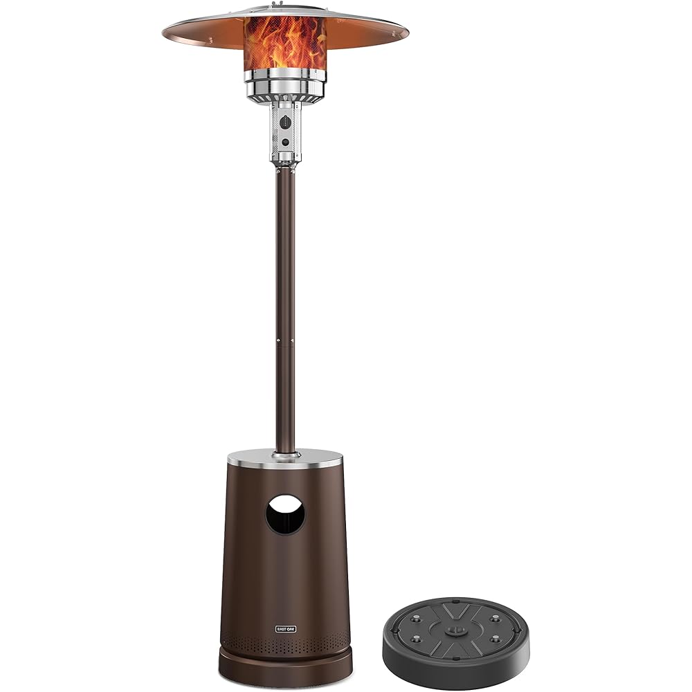 : EAST OAK 50,000 BTU Patio Heater with Sand Box, Table Design, Double-Layer Stainless Steel Burner, Wheels, Triple Protection System, Outdoor Heater for Home and Residential, Pinecone : Patio, Lawn & Garden
