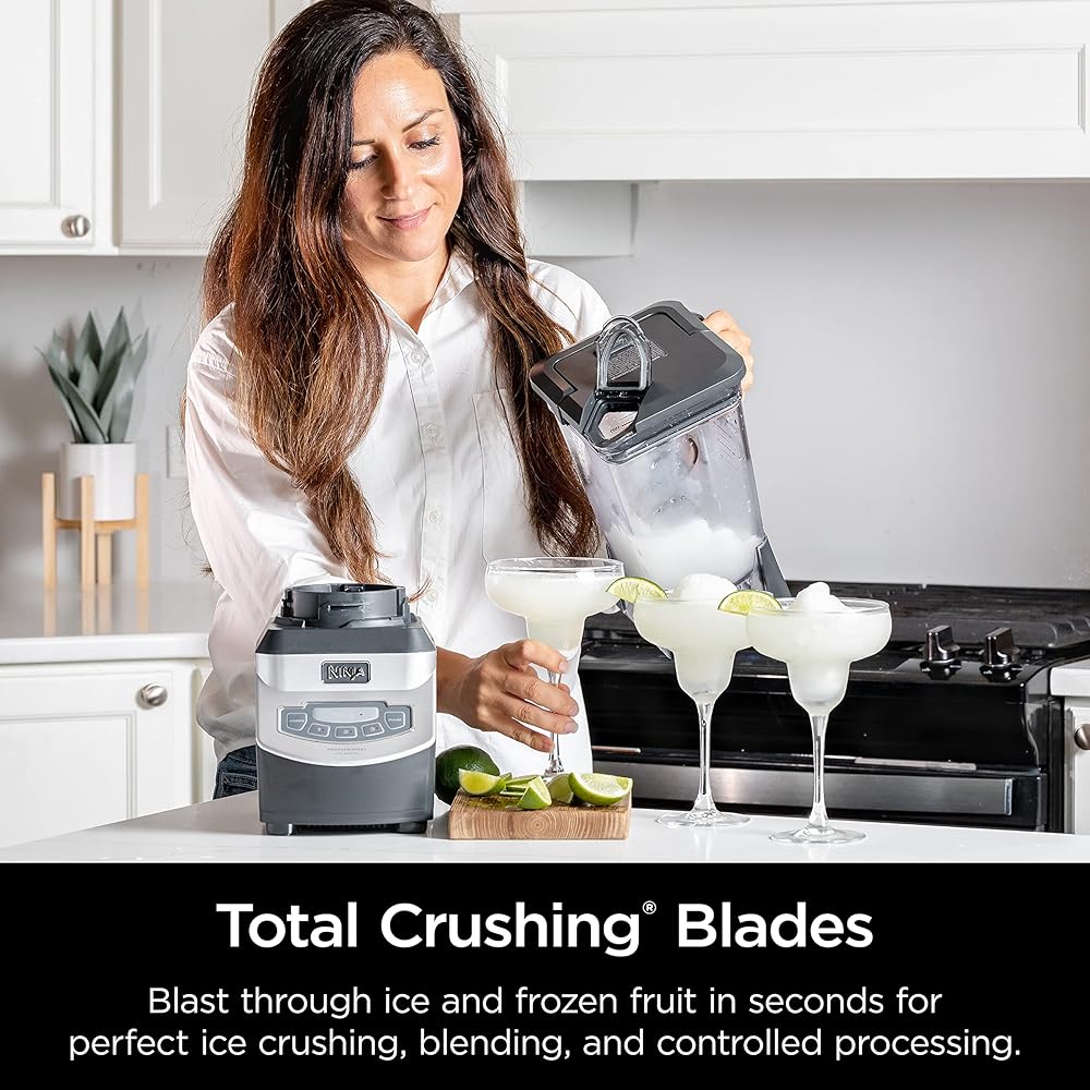 Ninja BL660 Professional Compact Smoothie & Food Processing Blender, 1100-Watts, 3 Functions -for Frozen Drinks, Smoothies, Sauces, & More, 72-oz.* Pitcher, (2) 16-oz. To-Go Cups & Spout Lids, Gray: Electric Countertop Blenders: Home &