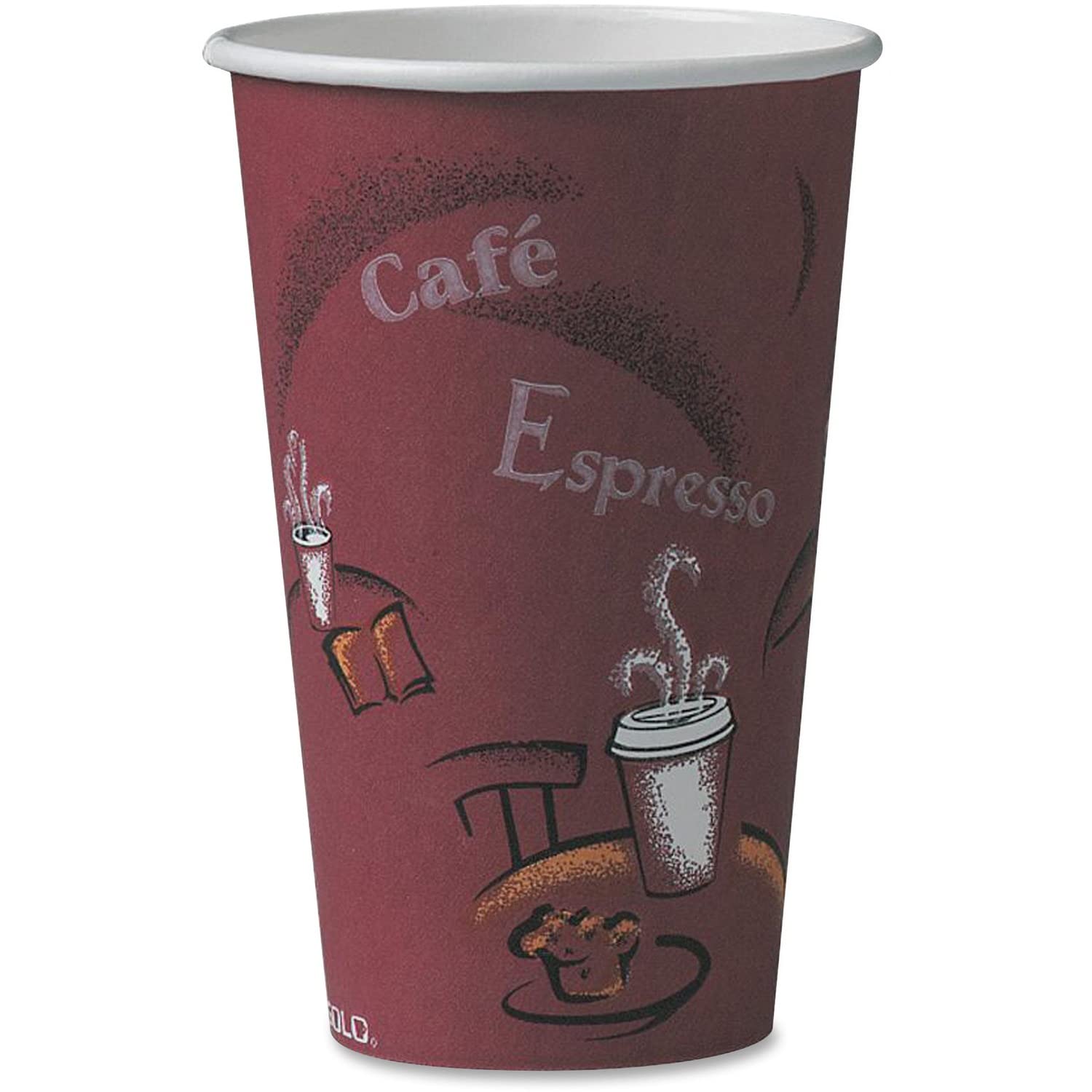 SOLO Cup Company 316SI Bistro Design Hot Drink Cups, Paper, 16oz, Maroon, 20 Packs of 50 (Case of 1000) : Health & Household