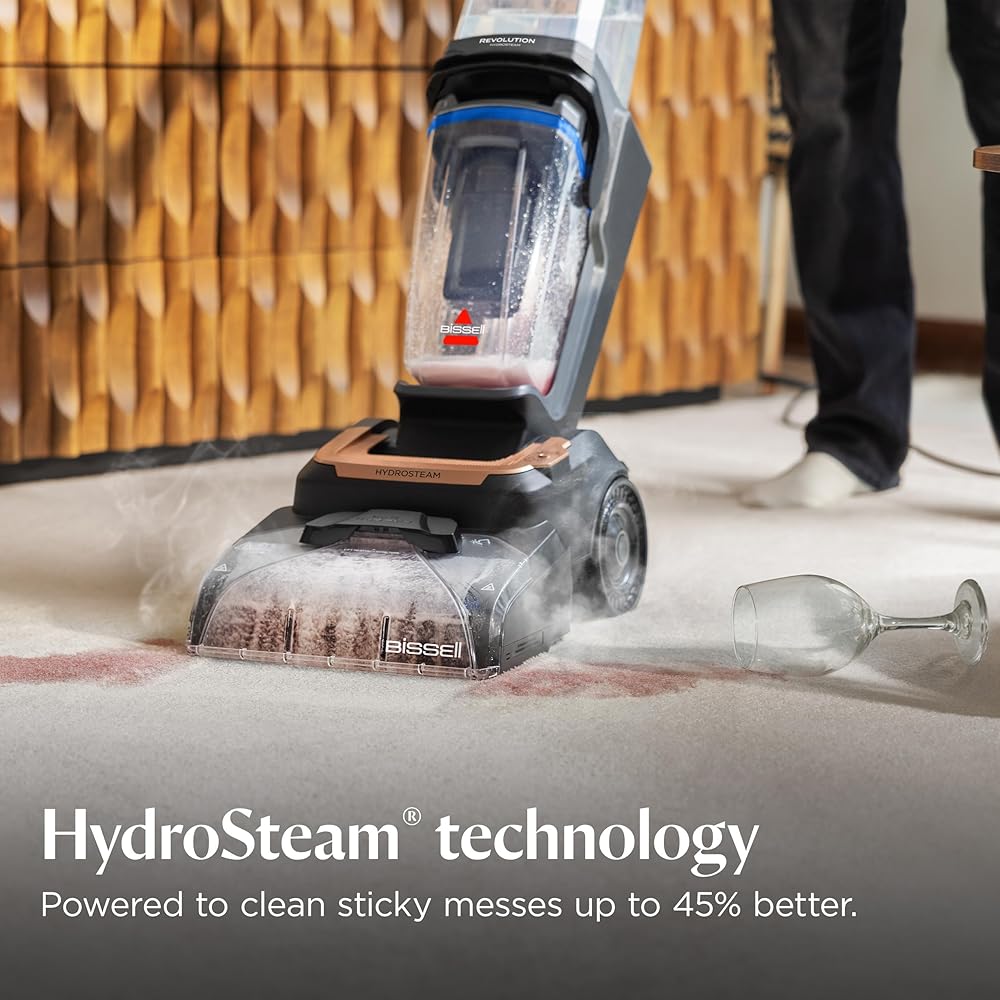 BISSELL Revolution HydroSteam Carpet Cleaner, Upright Deep Cleaner, HydroSteam Technology, 4-inch Self-Cleaning Tough Stain Tool & Formulas Included, 4123 : Industrial & Scientific