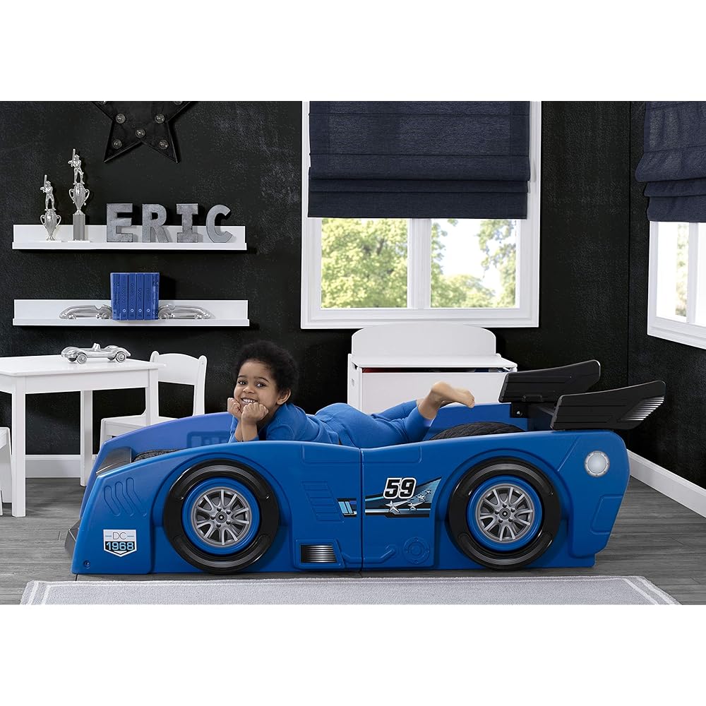 Delta Children Grand Prix Race Car Toddler-to-Twin Bed, Blue