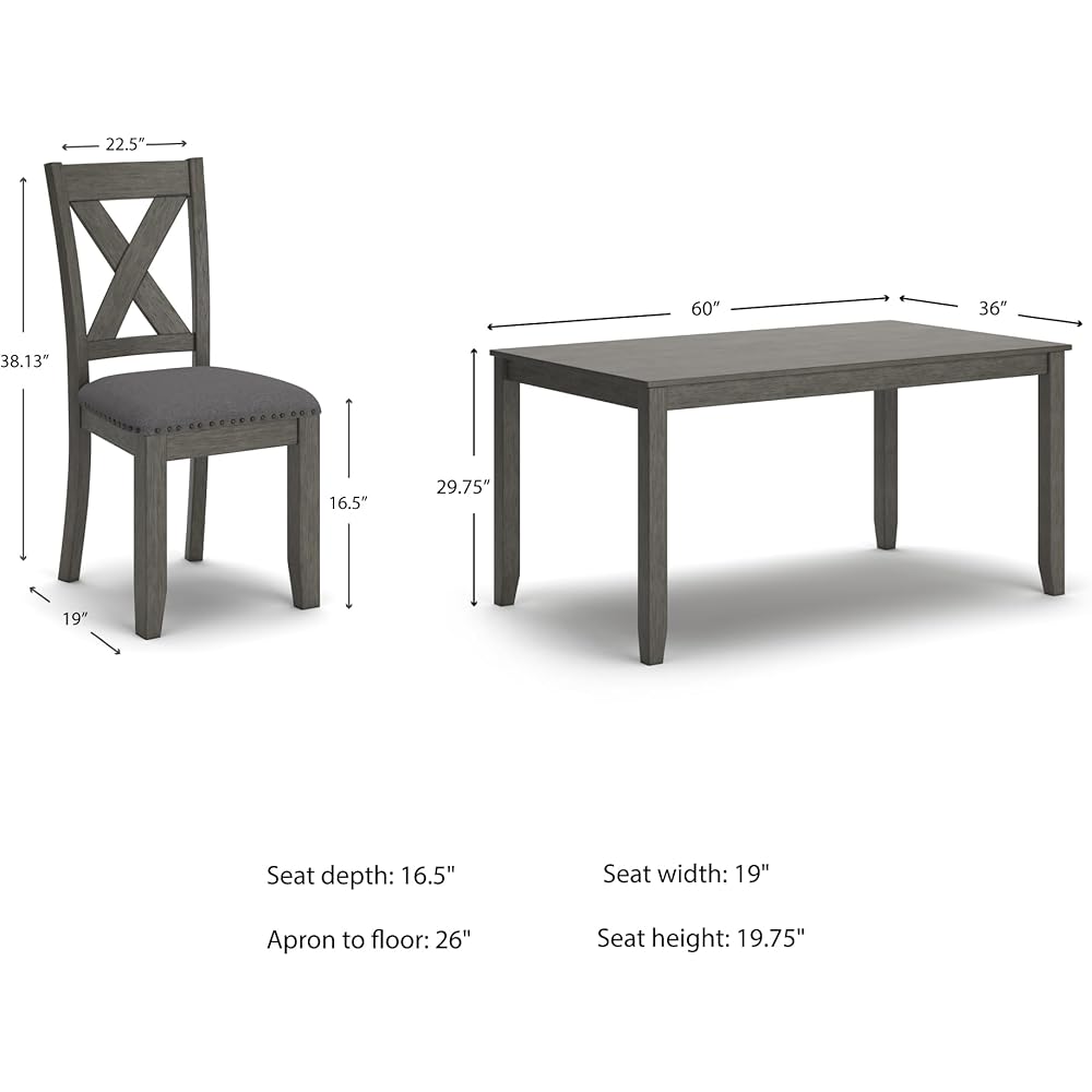 - Signature Design by Ashley Caitbrook Rustic 7 Piece Dining Set, Include Table and 6 Chairs, Gray - Table & Chair Sets