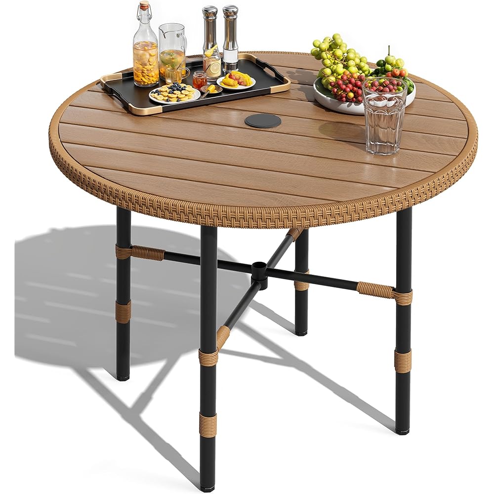 DWVO Outdoor Patio Dining Table Round for 4 35.4