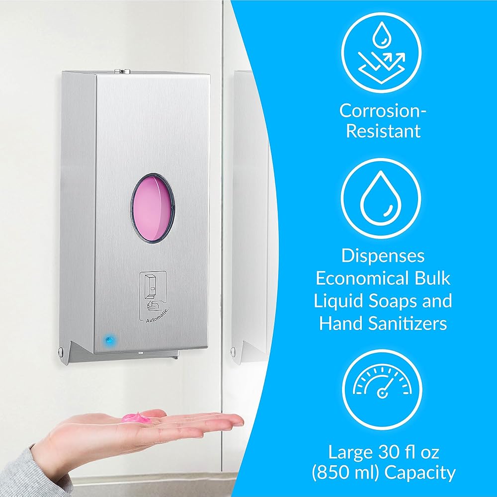 Bobrick B-2012 Automatic Wall-Mounted Liquid Soap Dispenser, Stainless Steel, 30 Fl Oz Capacity : Home & Kitchen