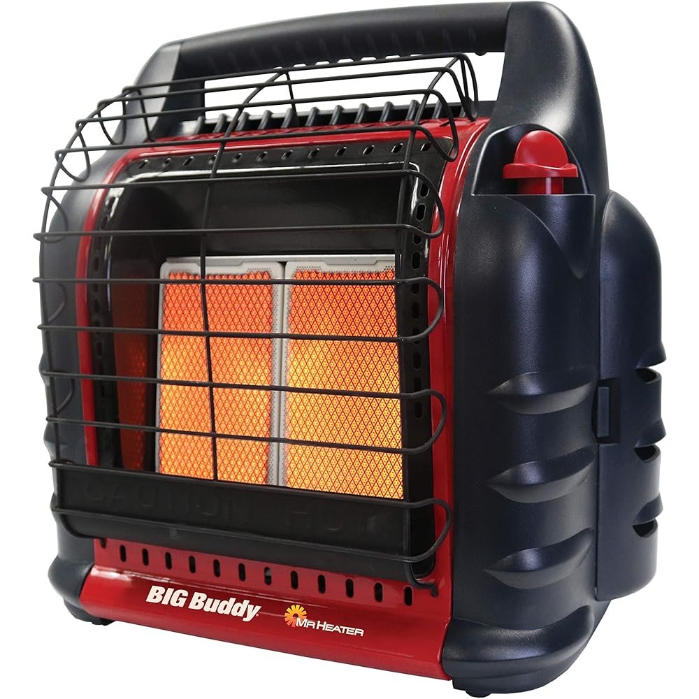 Mr Heater 4000 to 18000 BTU 3 Setting Portable LP Gas Heater Unit with Dual Tank Connection for Indoor and Outdoor Use, Black/Red : Mr. Heater