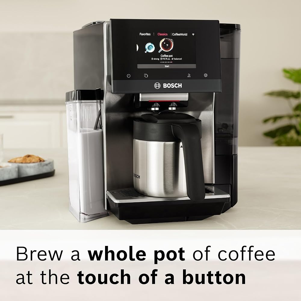 Bosch 800 Series Fully Automatic Espresso and Coffee Machine – 36 Drinks with Coffee World, Cold Brew, Double Cup, Integrated Milk Container, Smart Features, in Silver TQU60307: Home & Kitchen