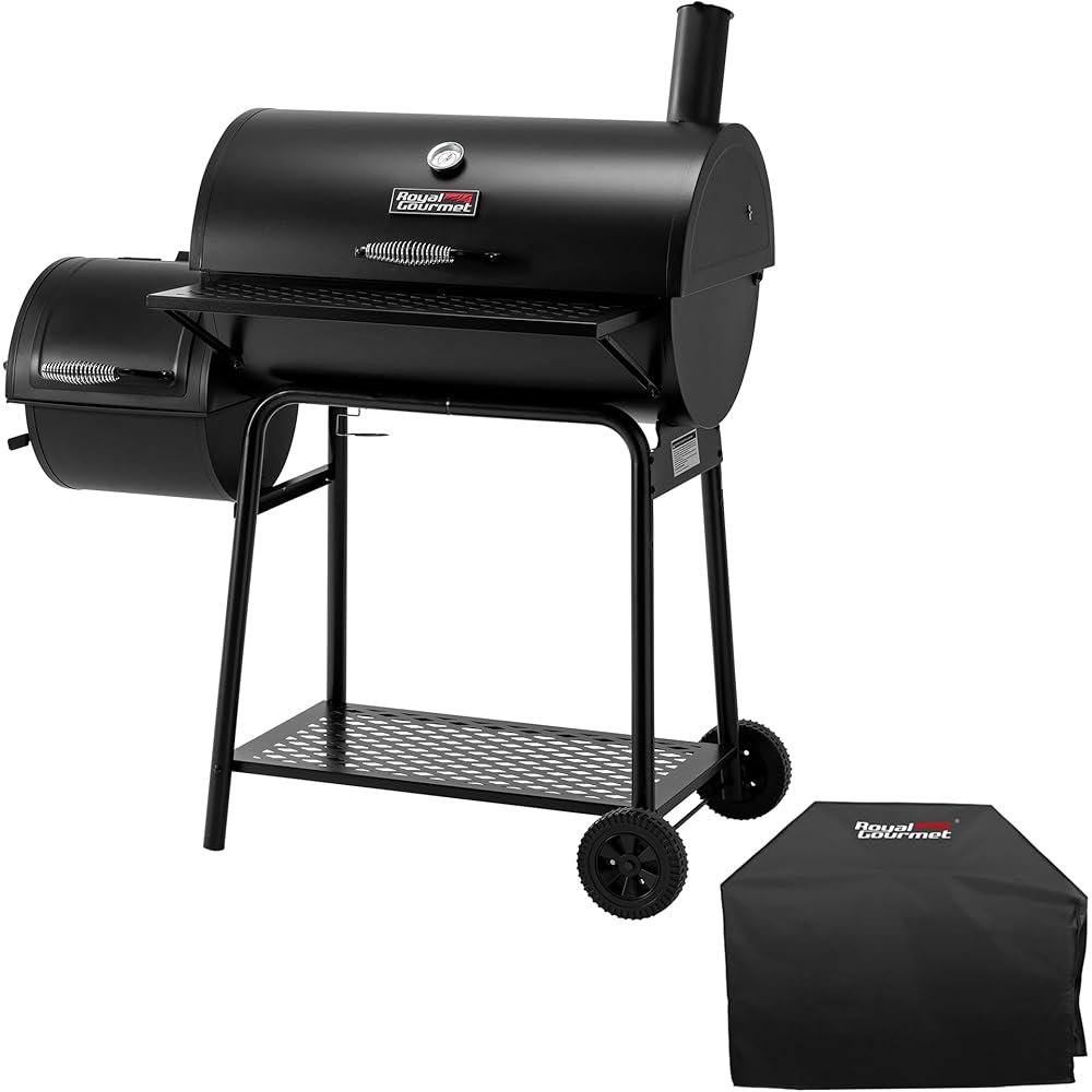 : Royal Gourmet CC1830FC Charcoal Grill Offset Smoker (Grill + Cover), Black : Patio, Lawn & Garden