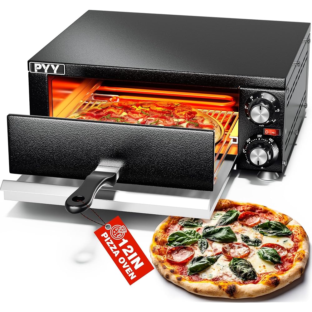 PYY Electric Pizza Oven Indoor Countertop Pizza Oven Commercial Pizza Maker Machine for Home with Timer Stainless Steel Pizza Cooker,Dark Black : Home & Kitchen