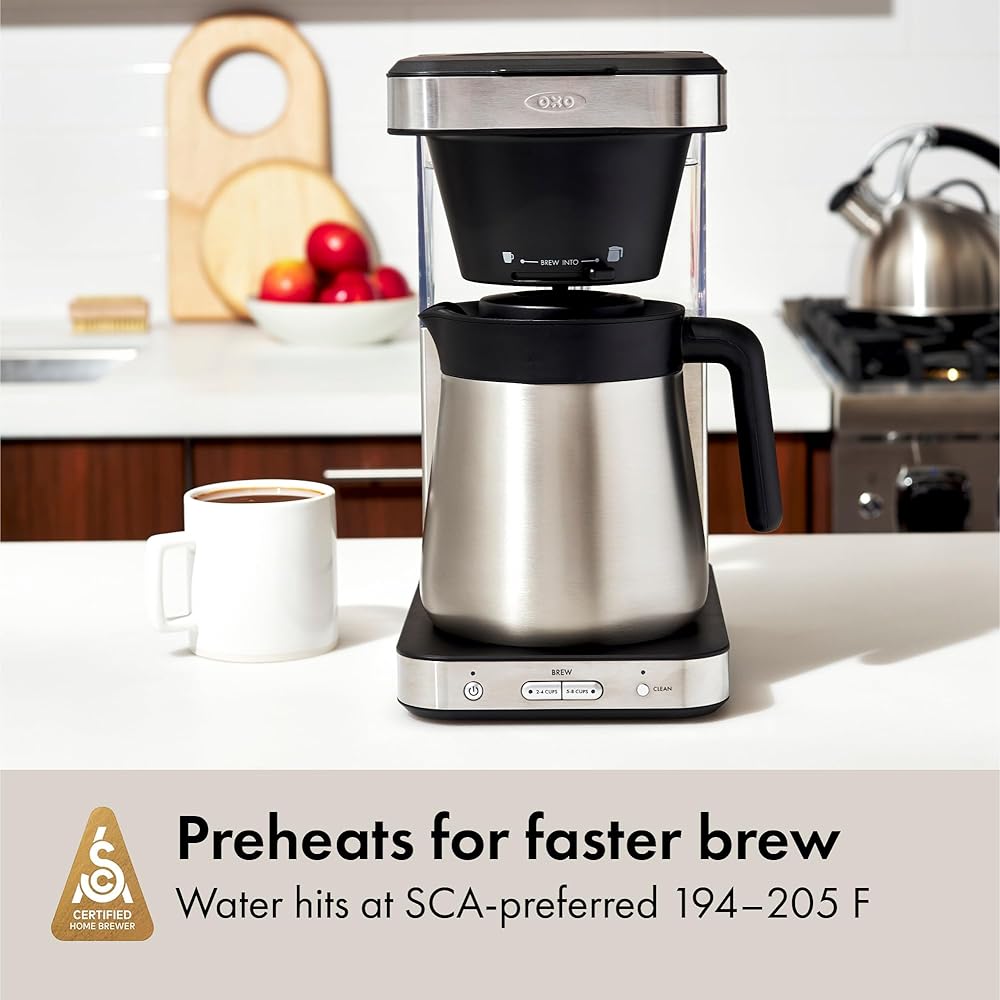 OXO Brew 8-Cup Coffee Maker - Single-Serve & Carafe, Thermal Stainless Steel, SCA Certified: Home & Kitchen