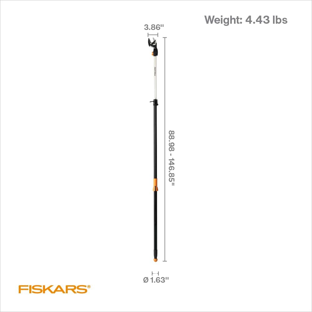: Fiskars 2-in-1 Extendable Tree Pruner and Pole Saw (Extends 7.9 - 12 feet) with Rotating Head, Pruning Stik Model with15-Inch Double-Grind Saw Blade, and Double Locking System : Hand Pruners : Patio, Lawn & Garden