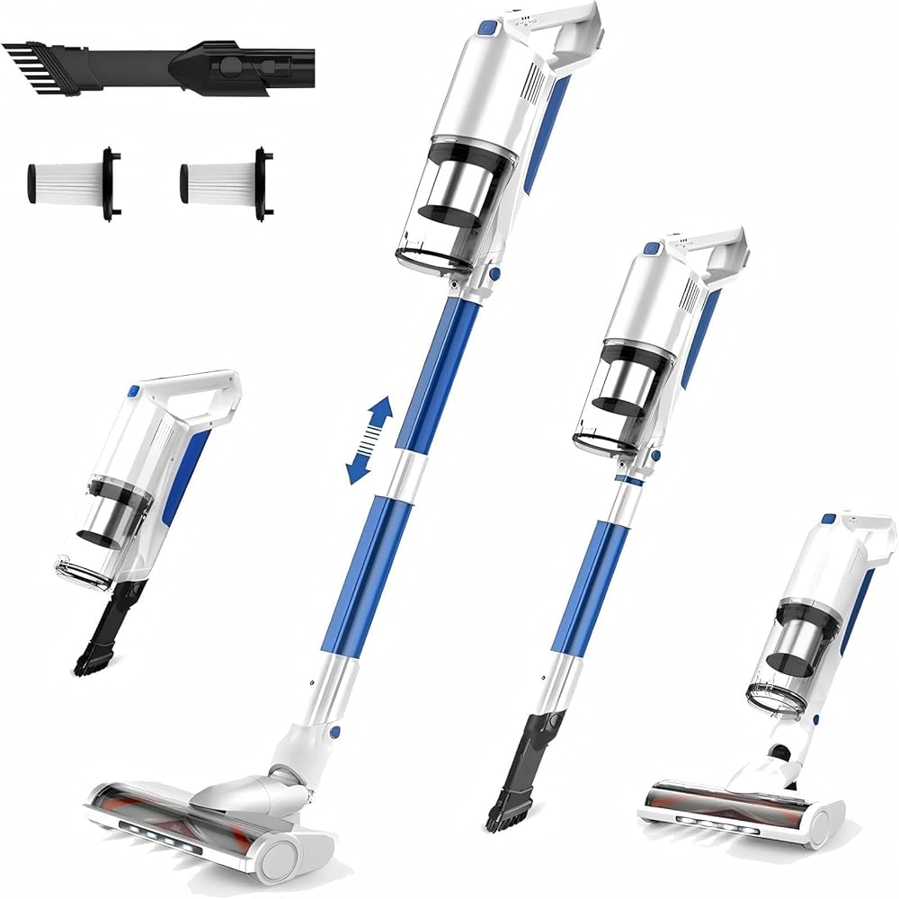 - whall Cordless Vacuum Cleaner, Upgraded Strong Suction Brushless Motor Cordless Stick Vacuum Cleaner,Lightweight Handheld Vacuum for Home Pet Hair Carpet Hard Floor,up to 55mins Runtime,White