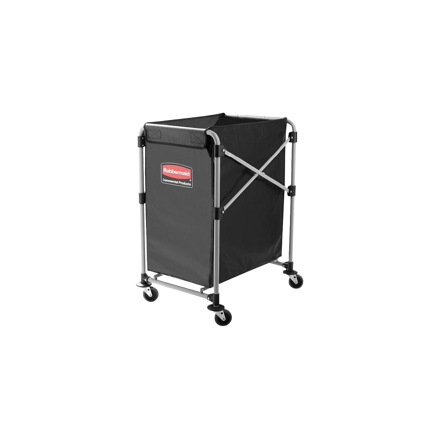 Rubbermaid Commercial Products, Collapsible X Cart, Black, Steel 4 Bushel Bin, Commercial Laundry Cart with Wheels for Hotel/Nursing Home/Home/College Easily Move Laundry/Supplies/Groceries: Janitorial Carts: Industrial & Scientific