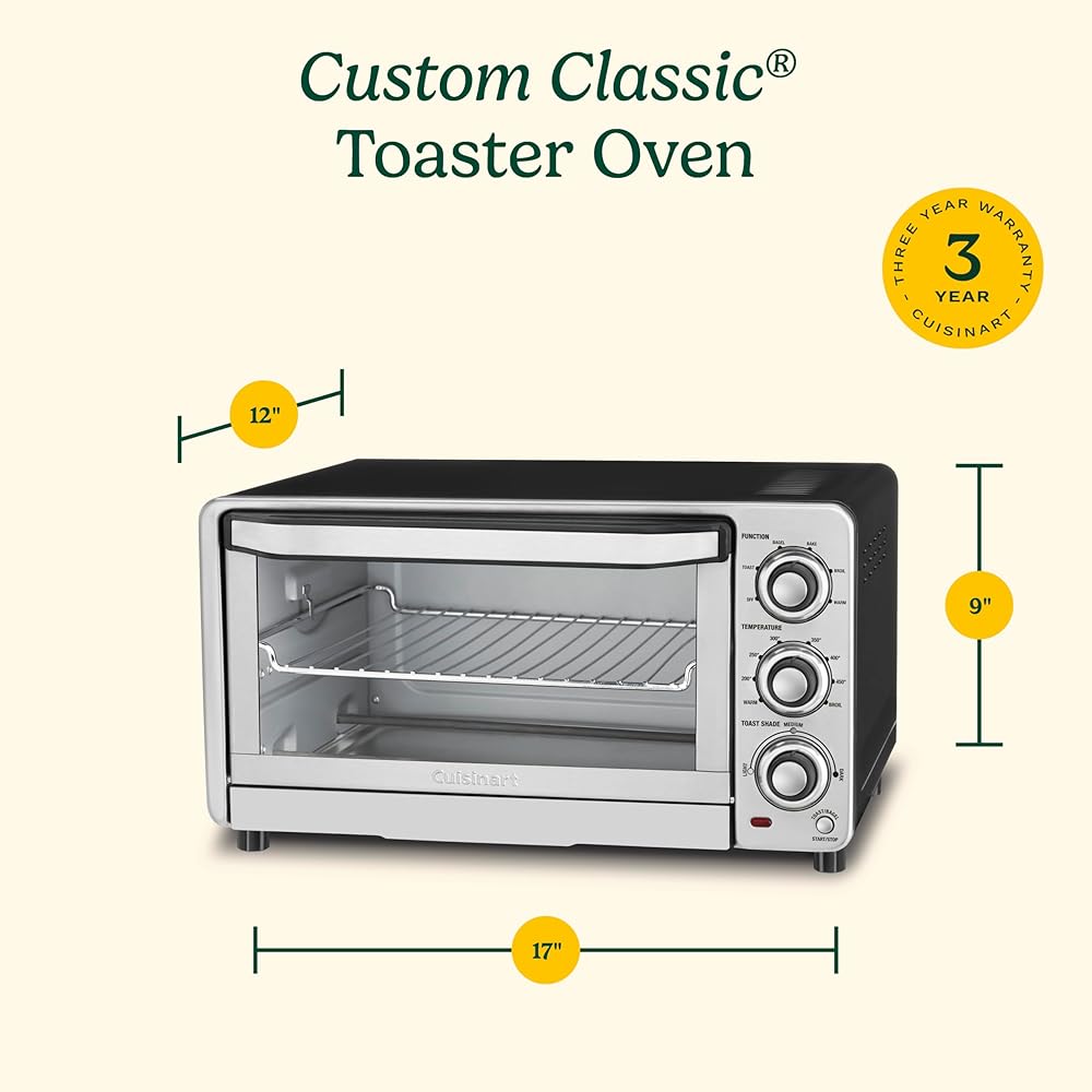 Cuisinart TOB-40N Custom Classic Toaster Oven Broiler, Brushed Stainless and Black: Home & Kitchen