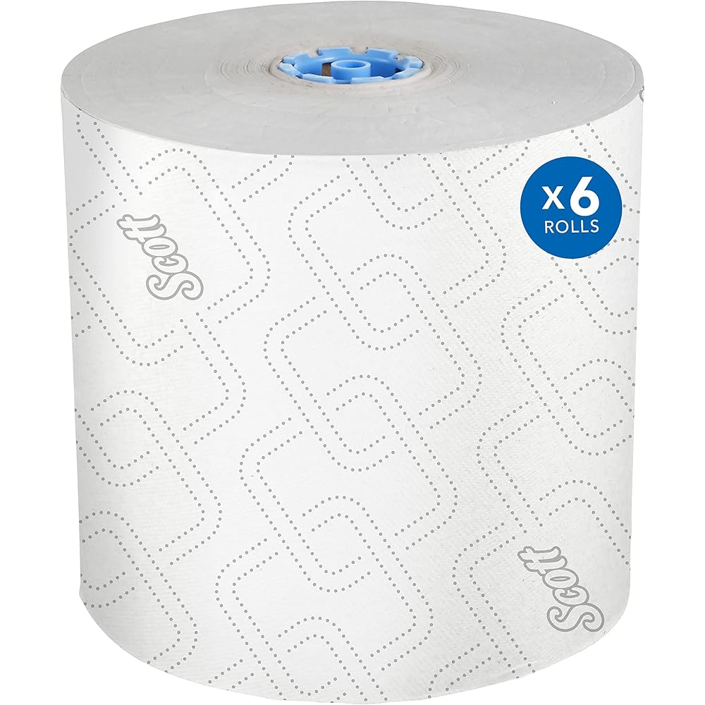 Scott Professional High-Capacity Hard Roll Paper Towels, Bulk (25702), Hardwound, Elevated Design, Absorbency Pockets, White, for ScottBrand Blue Core Dispensers (6 Rolls at 1,150' Each, 6,900'/Case): Industrial & Scientific